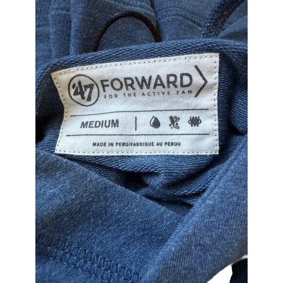 MIT 47 Medium Hoodie Blue With Zipper Pockets & Thumb Holes Made In Peru - Picture 3 of 10